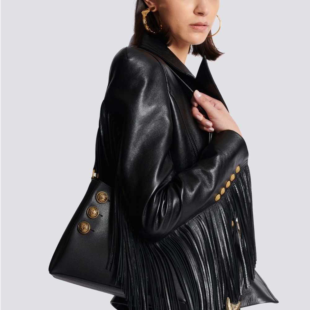 New Balmain black leather gold button embleme bag - Picture 13 of 13